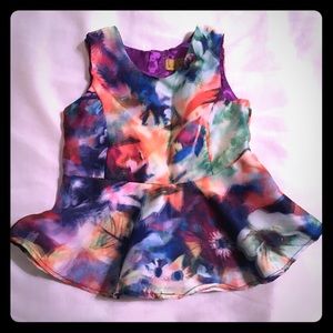 Nicole Miller Girls Tank Top Peplum Watercolor 4T